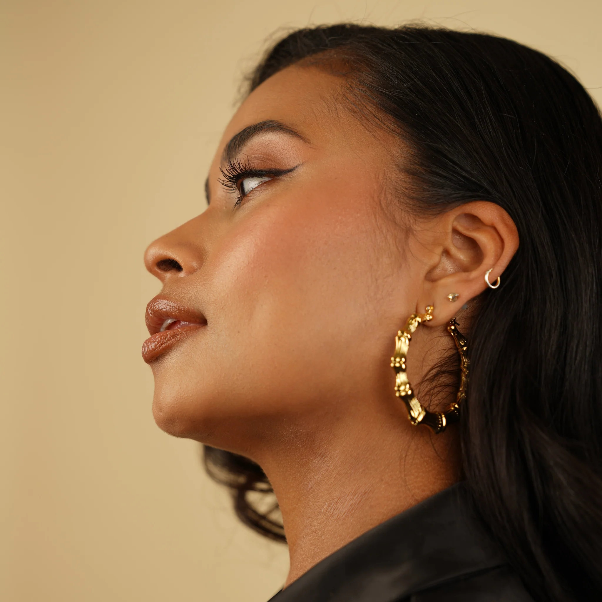 Bamboo Hoop Earrings - Image 3
