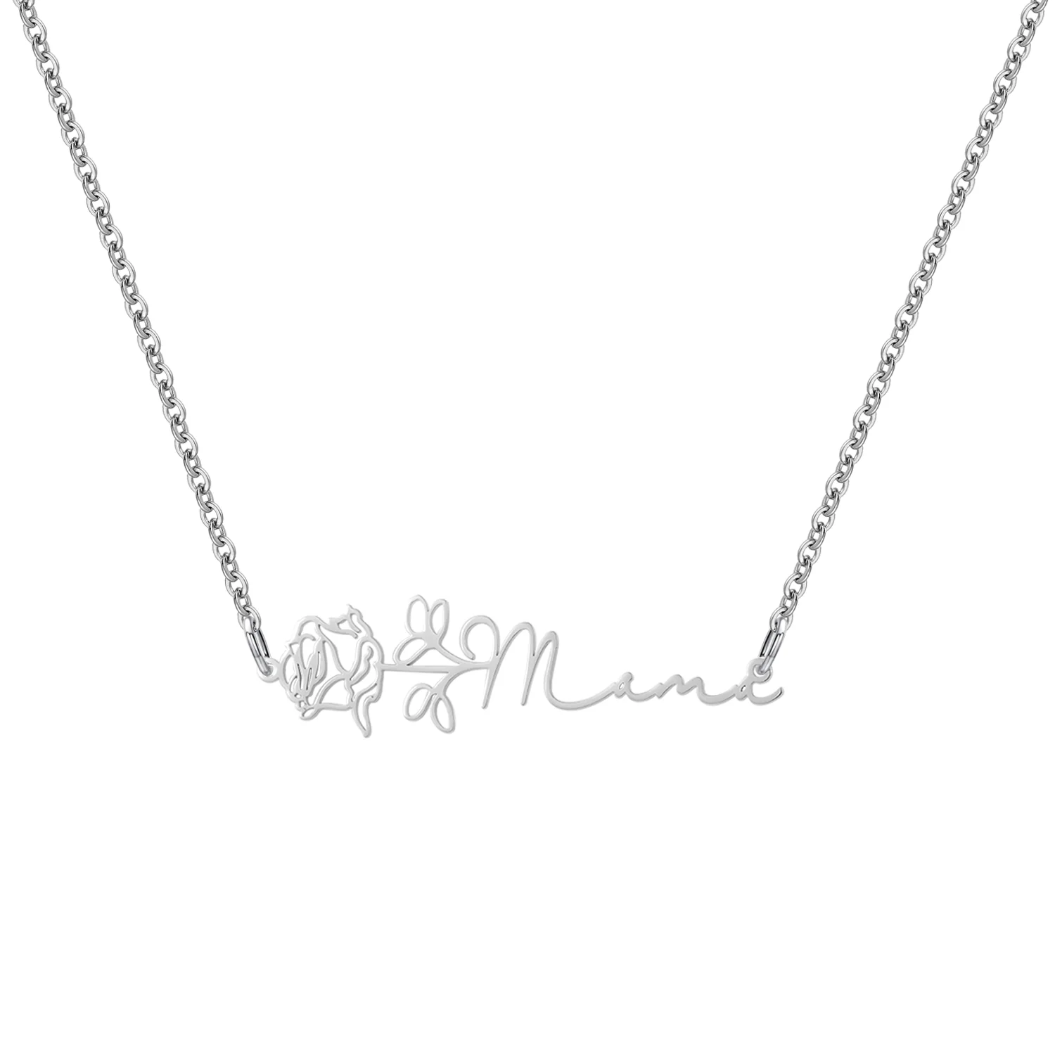 Birth Flower Horizontal Name Necklace - Image 6