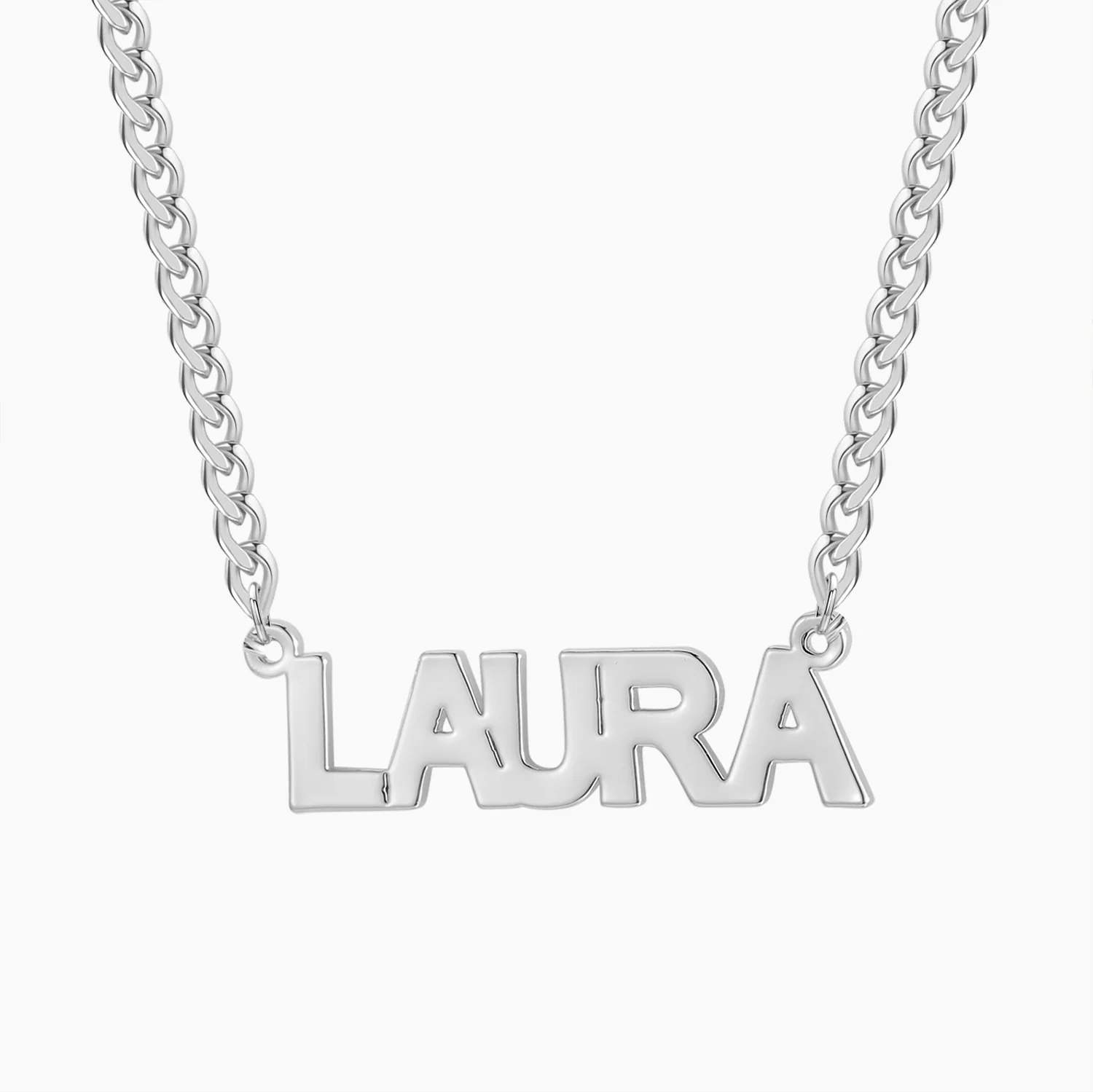 Block Name Necklace w/ Cuban Chain - Image 7