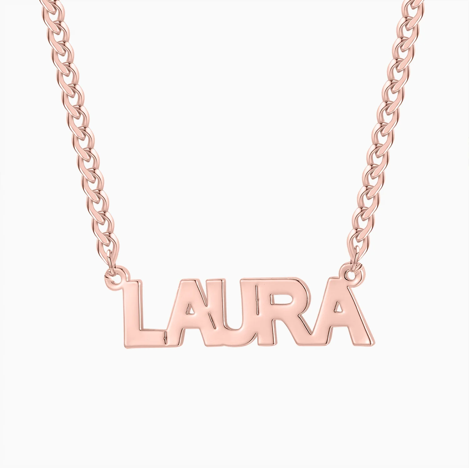 Block Name Necklace w/ Cuban Chain - Image 8