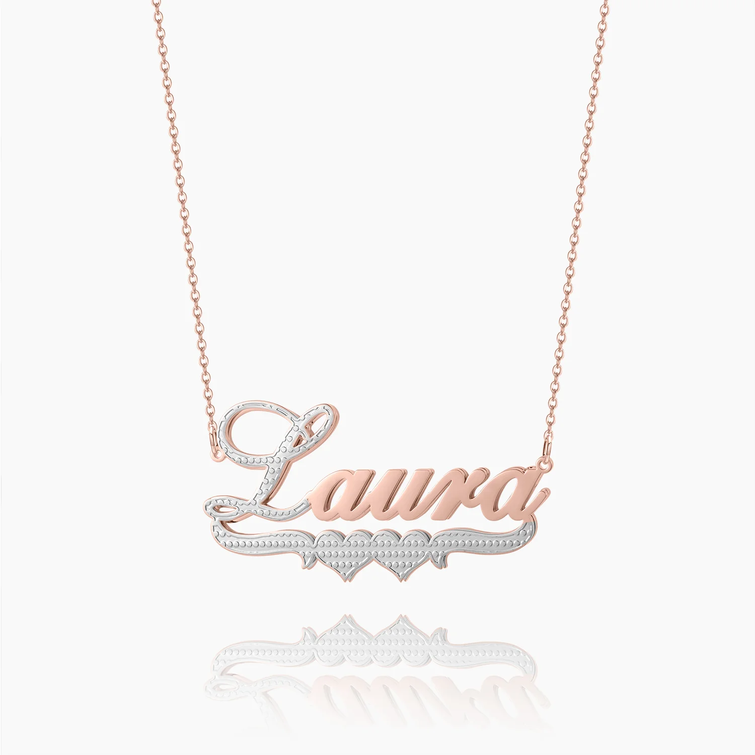 Double Plated Double Heart Name Necklace - Image 6