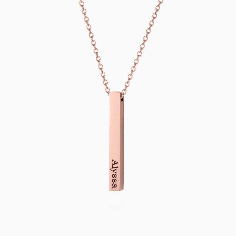 Engraved 3D Bar Necklace - Image 7