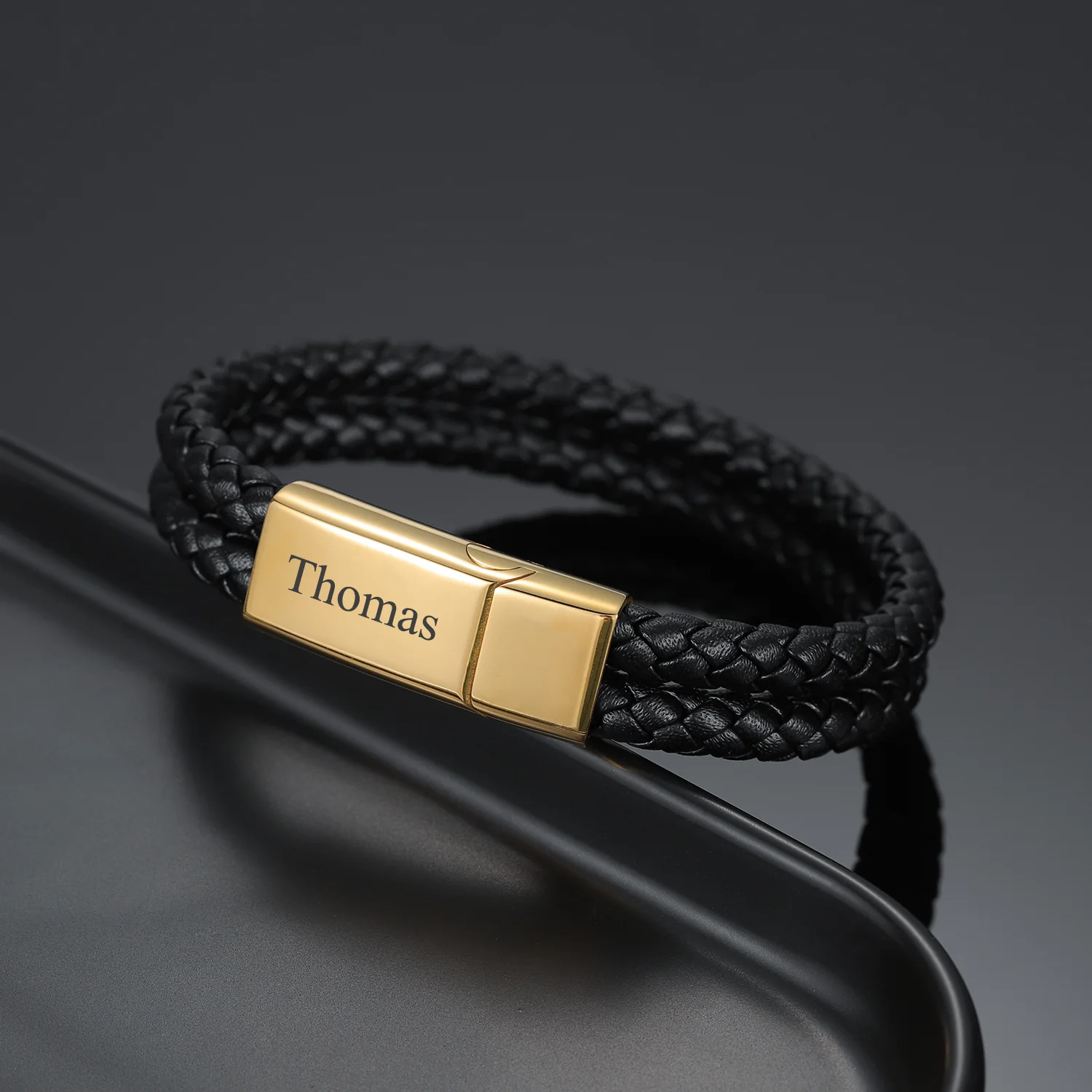 Engraved Leather Bracelet - Image 4