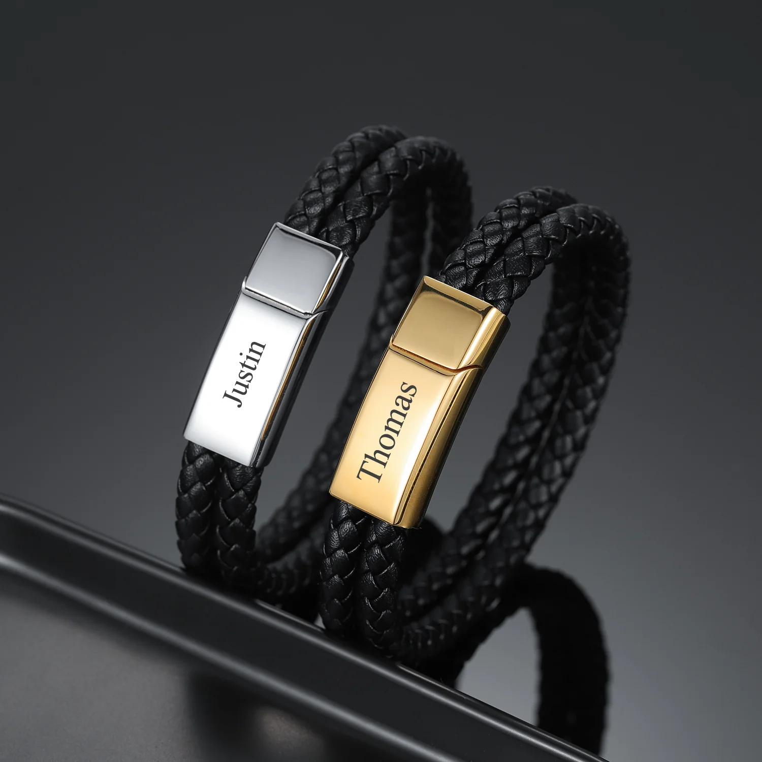 Engraved Leather Bracelet - Image 6