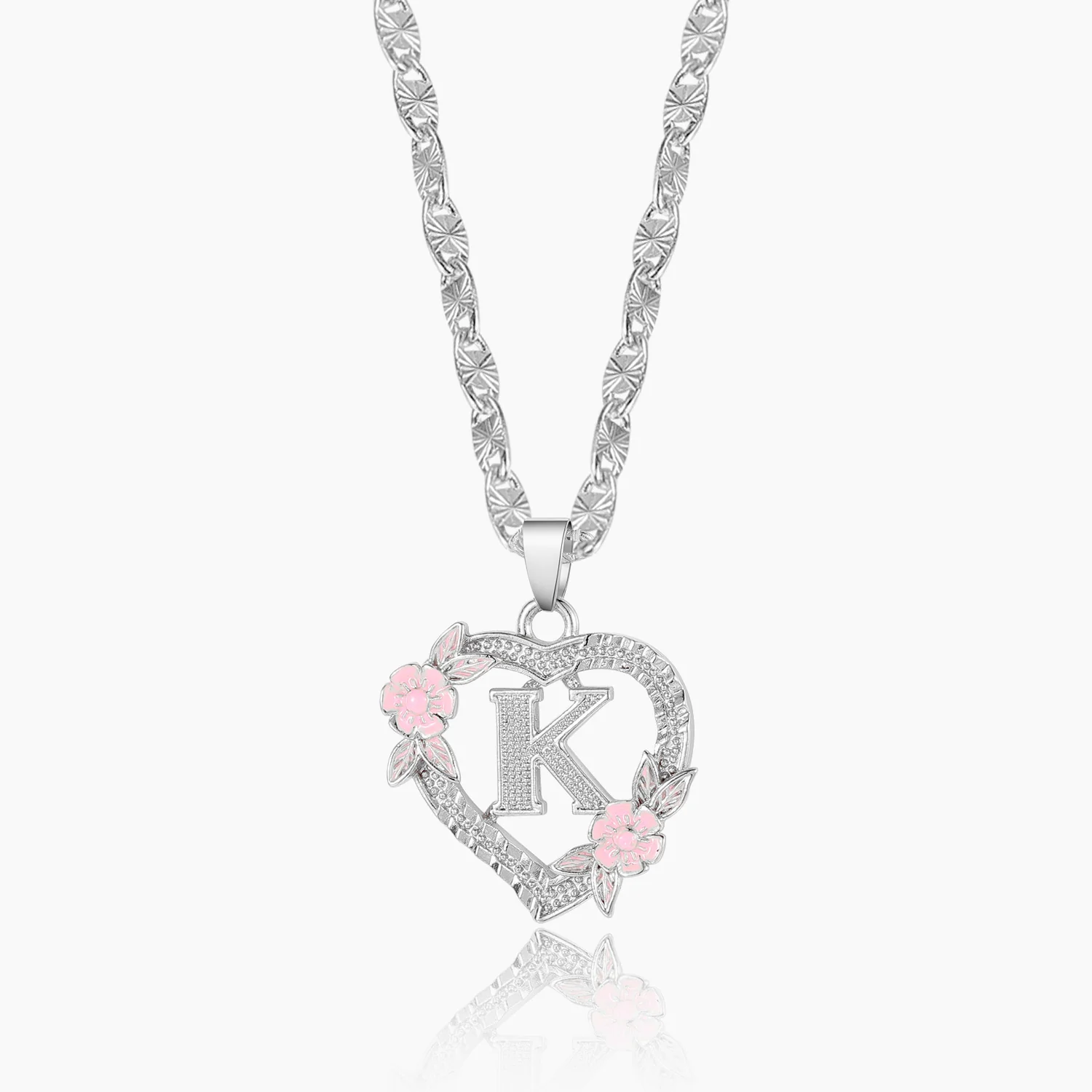 Flower Initial Necklace w/ Clip Chain - Image 5