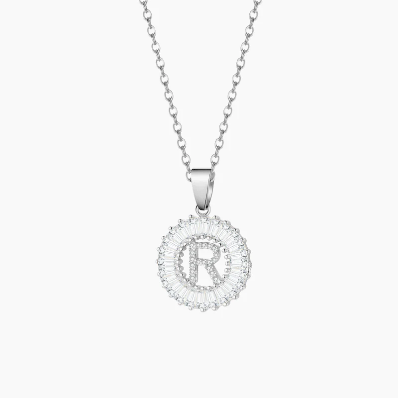 Iced Baguette Initial Necklace - Image 5