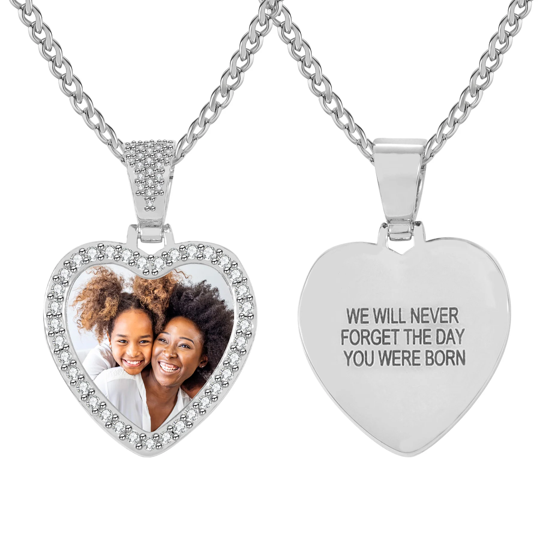 Iced Heart Photo Pendant w/ Engrave - Image 4