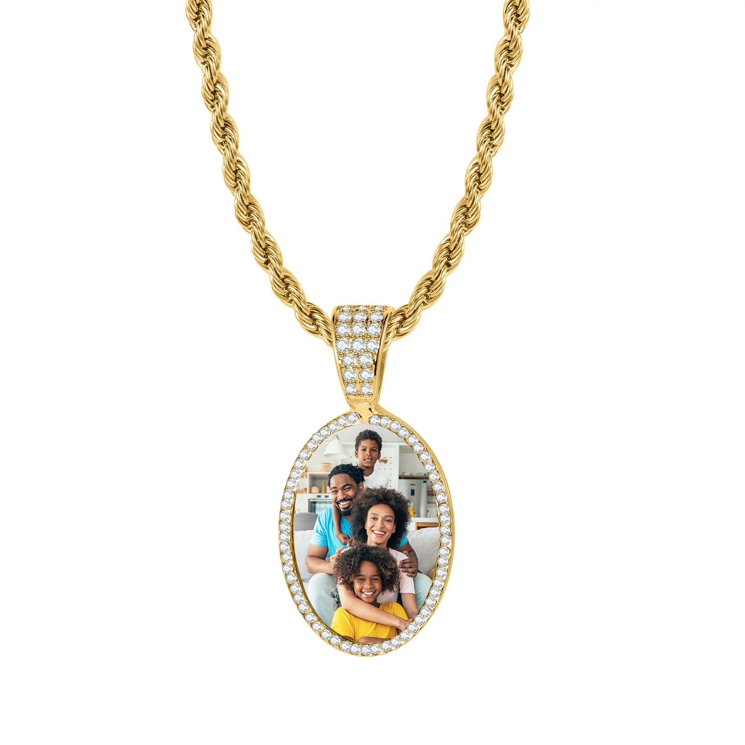Iced Photo Pendant w/ Rope Chain - Image 12