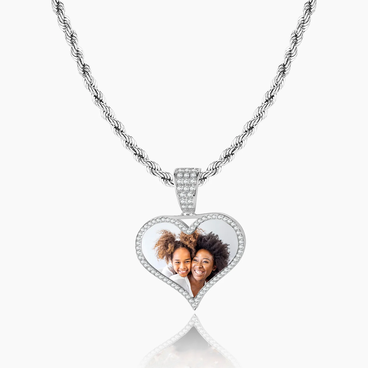 Iced Photo Pendant w/ Rope Chain - Image 4