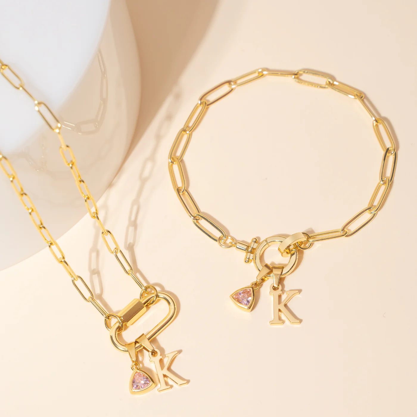 Initial Birthstone w/ Paper Clip Chain - Image 5