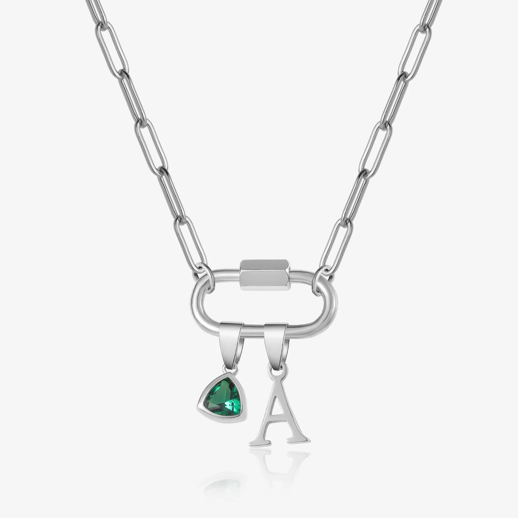 Initial Birthstone w/ Paper Clip Chain - Image 6