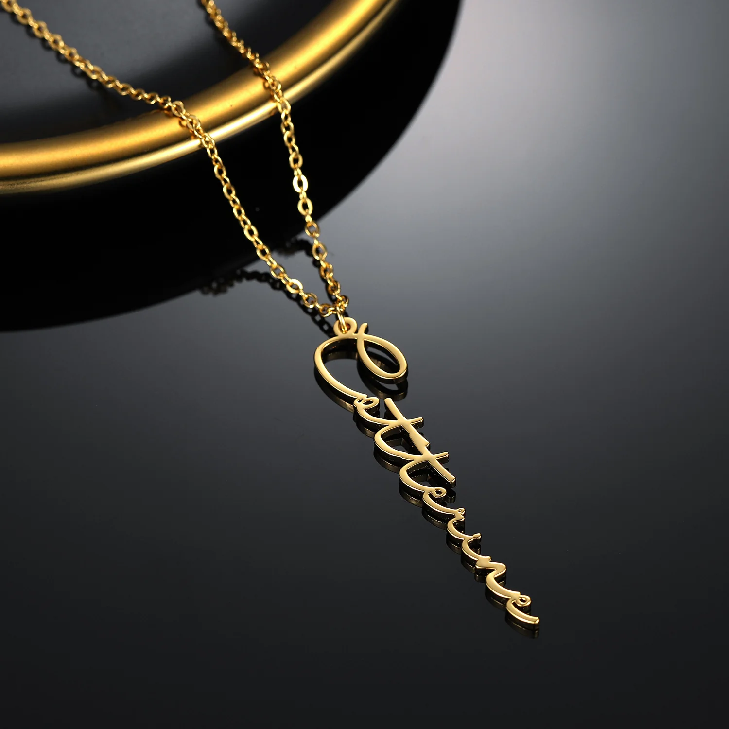 Vertical Script Name Necklace - Image 6