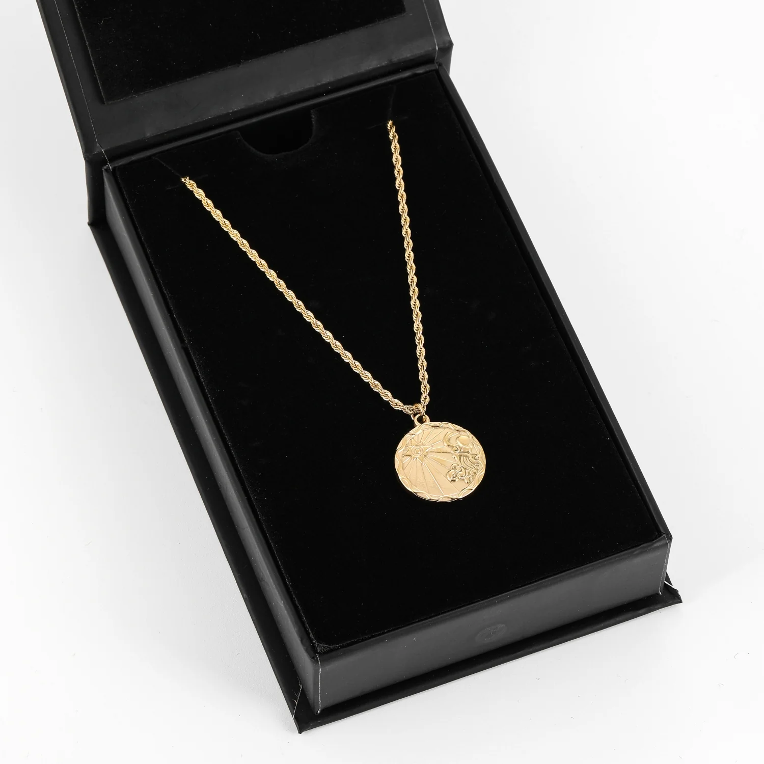 Zodiac Coin Necklace w/ Rope Chain - Image 3