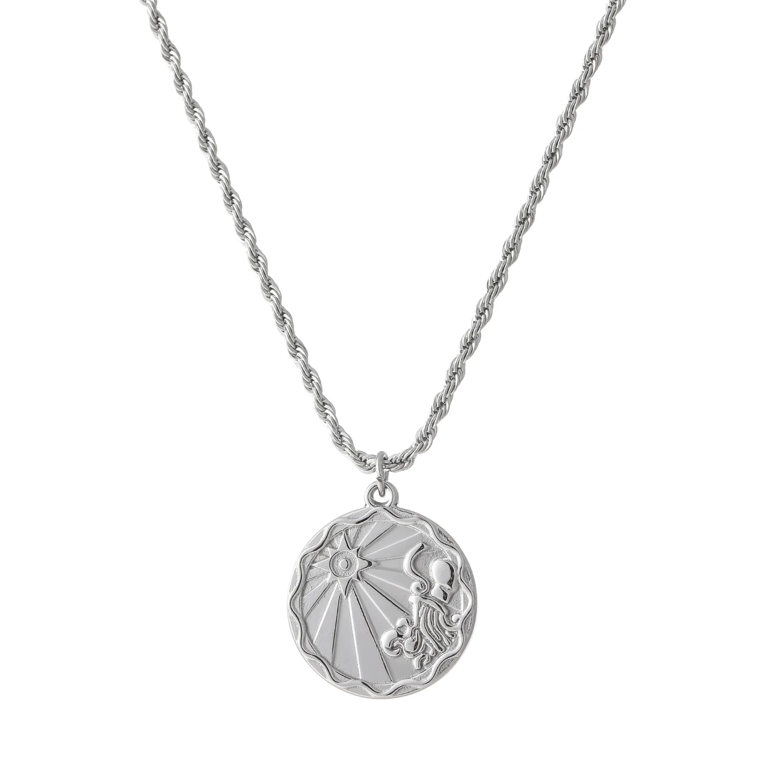 Zodiac Coin Necklace w/ Rope Chain - Image 4